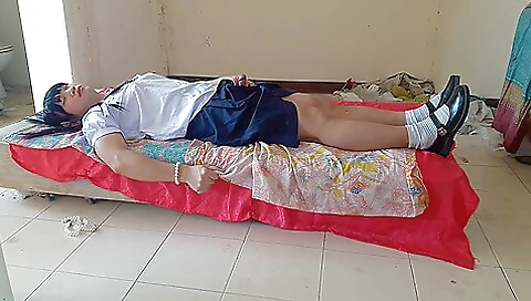 School girl with a busty body plays with her teacher's cock