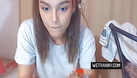 Amateur brunette shows off her tits while getting penetrated