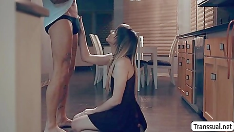 Deepthroat and handjob anal for a stepbrother's ass